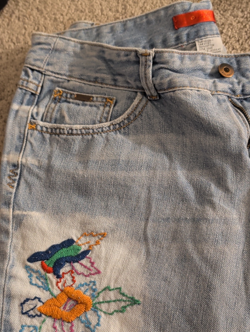 Billabong Light Blue Embroidered Boyfriend Jeans